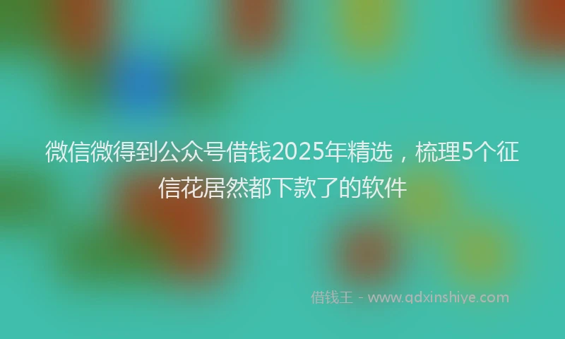 微信微得到公众号借钱2025年精选，梳理5个征信花居然都下款了的软件