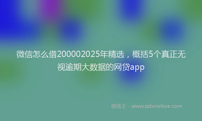 微信怎么借200002025年精选，概括5个真正无视逾期大数据的网贷app