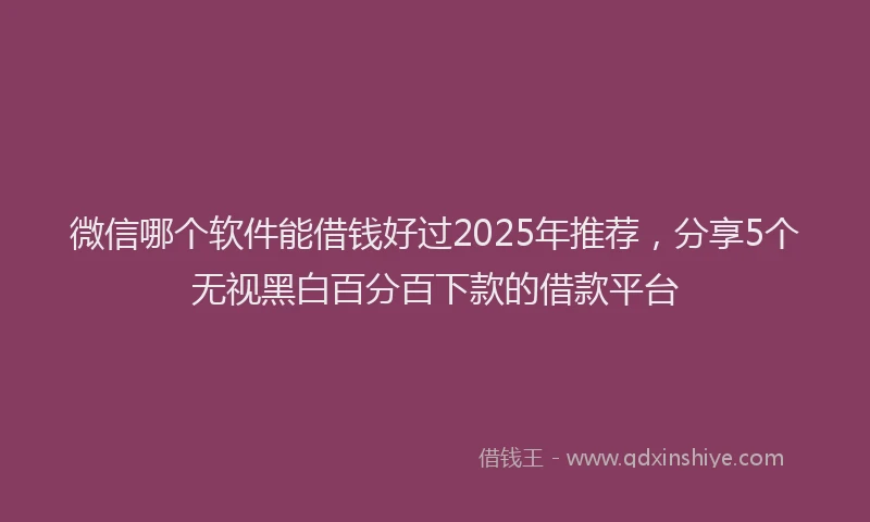 微信哪个软件能借钱好过2025年推荐，分享5个无视黑白百分百下款的借款平台