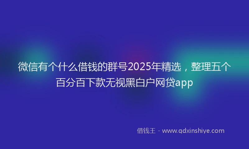 微信有个什么借钱的群号2025年精选，整理五个百分百下款无视黑白户网贷app