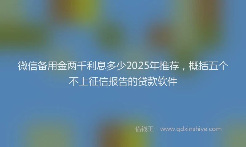 微信备用金两千利息多少2025年推荐，概括五个不上征信报告的贷款软件
