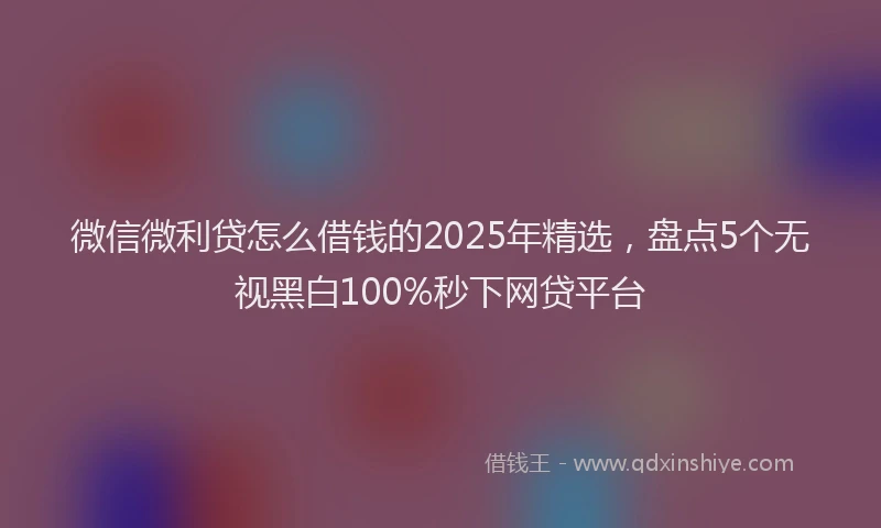 微信微利贷怎么借钱的2025年精选，盘点5个无视黑白100%秒下网贷平台