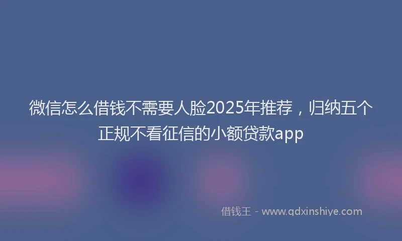 微信怎么借钱不需要人脸2025年推荐，归纳五个正规不看征信的小额贷款app