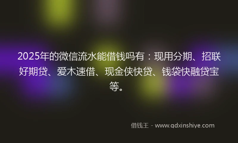2025年的微信流水能借钱吗有：现用分期、招联好期贷、爱木速借、现金侠快贷、钱袋快融贷宝等。
