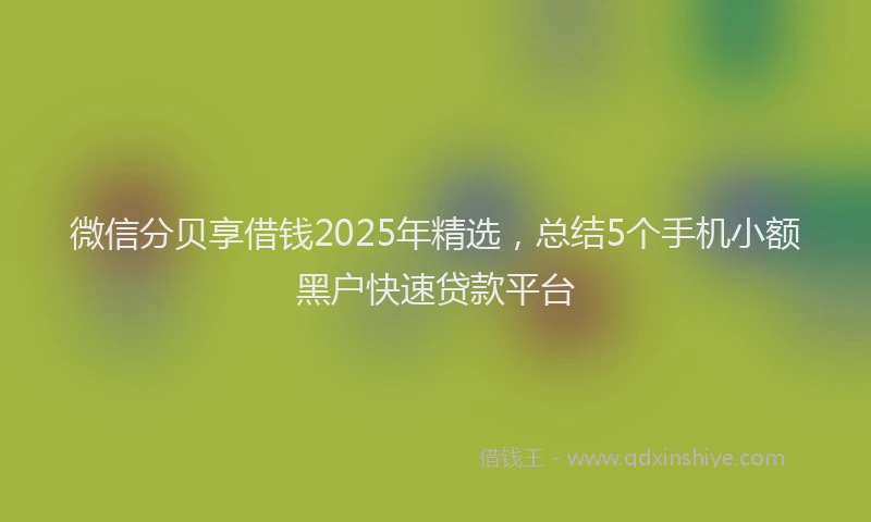 微信分贝享借钱2025年精选，总结5个手机小额黑户快速贷款平台