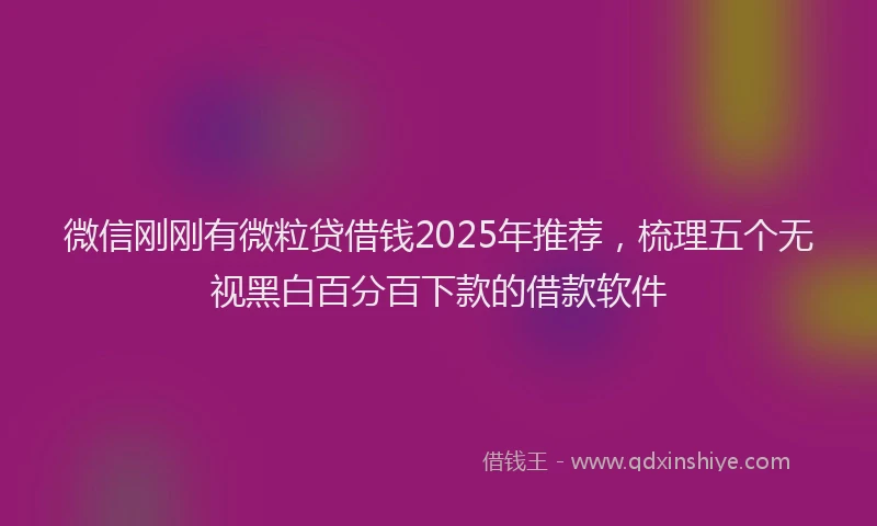 微信刚刚有微粒贷借钱2025年推荐，梳理五个无视黑白百分百下款的借款软件