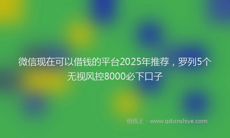 微信现在可以借钱的平台2025年推荐，罗列5个无视风控8000必下口子