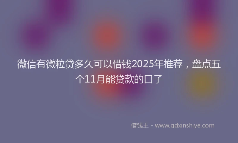 微信有微粒贷多久可以借钱2025年推荐，盘点五个11月能贷款的口子