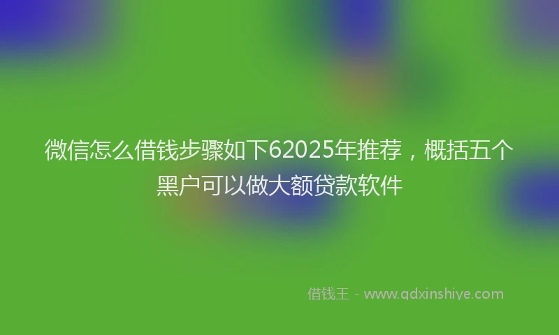 微信怎么借钱步骤如下62025年推荐，概括五个黑户可以做大额贷款软件