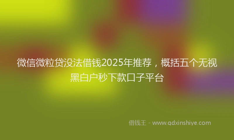 微信微粒贷没法借钱2025年推荐，概括五个无视黑白户秒下款口子平台