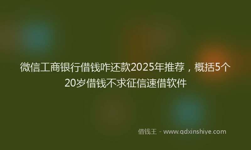 微信工商银行借钱咋还款2025年推荐，概括5个20岁借钱不求征信速借软件
