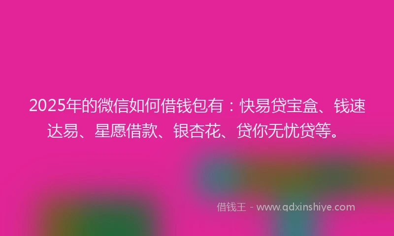 2025年的微信如何借钱包有：快易贷宝盒、钱速达易、星愿借款、银杏花、贷你无忧贷等。