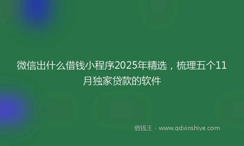 微信出什么借钱小程序2025年精选，梳理五个11月独家贷款的软件