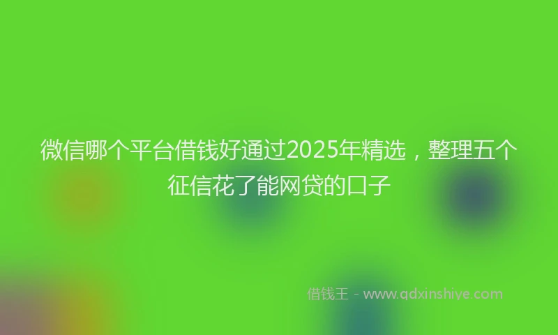微信哪个平台借钱好通过2025年精选，整理五个征信花了能网贷的口子