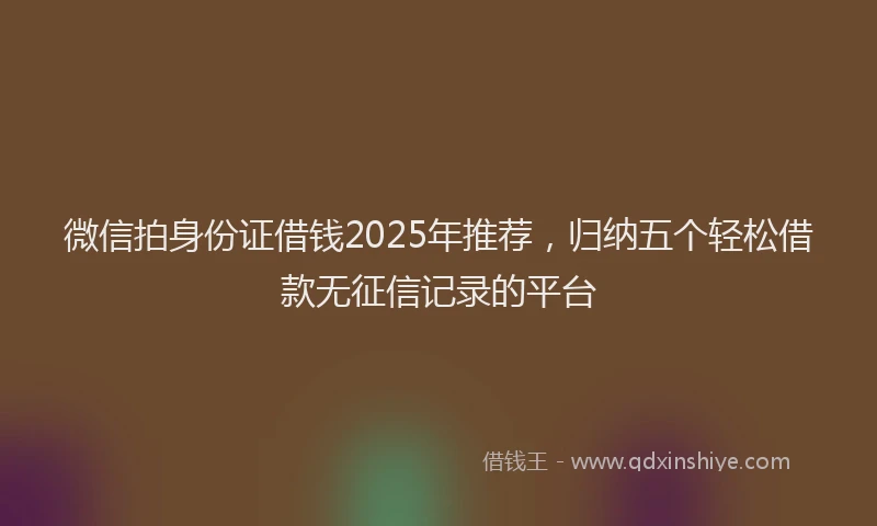 微信拍身份证借钱2025年推荐，归纳五个轻松借款无征信记录的平台