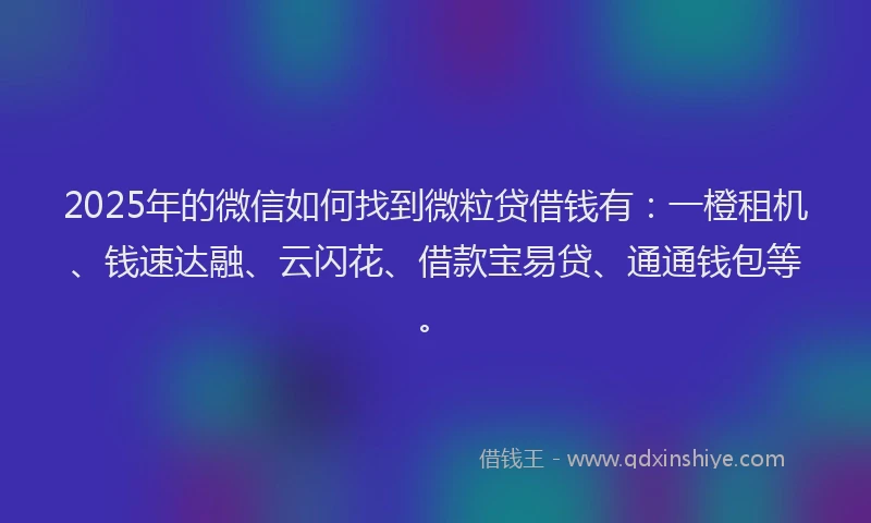 2025年的微信如何找到微粒贷借钱有：一橙租机、钱速达融、云闪花、借款宝易贷、通通钱包等。