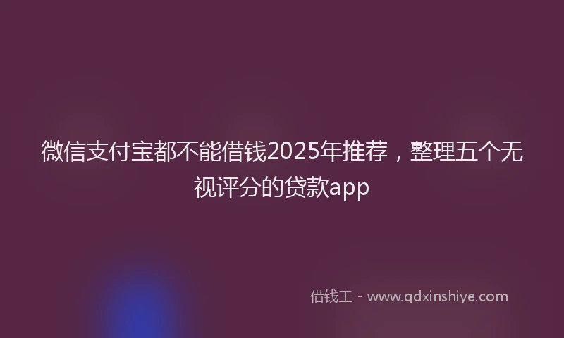 微信支付宝都不能借钱2025年推荐，整理五个无视评分的贷款app