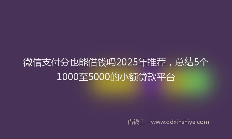 微信支付分也能借钱吗2025年推荐，总结5个1000至5000的小额贷款平台