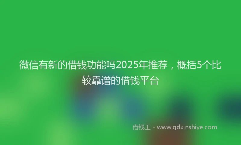 微信有新的借钱功能吗2025年推荐，概括5个比较靠谱的借钱平台