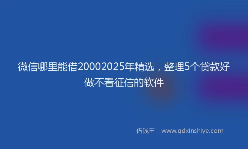 微信哪里能借20002025年精选，整理5个贷款好做不看征信的软件