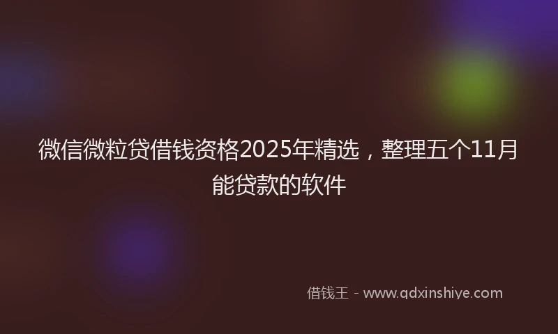 微信微粒贷借钱资格2025年精选，整理五个11月能贷款的软件