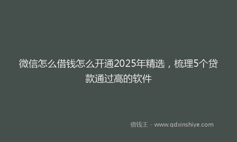 微信怎么借钱怎么开通2025年精选，梳理5个贷款通过高的软件