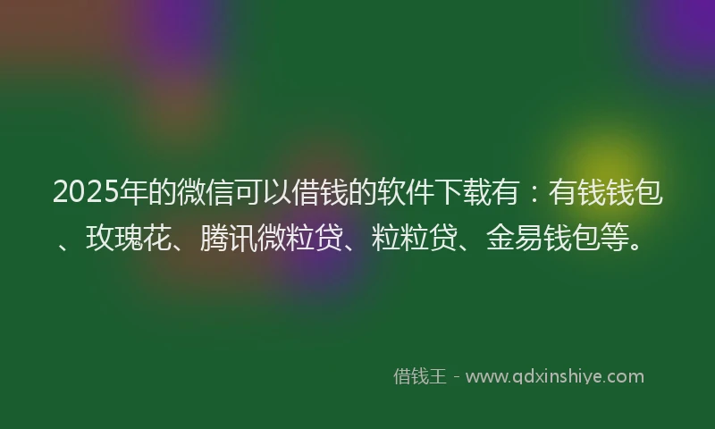 2025年的微信可以借钱的软件下载有：有钱钱包、玫瑰花、腾讯微粒贷、粒粒贷、金易钱包等。
