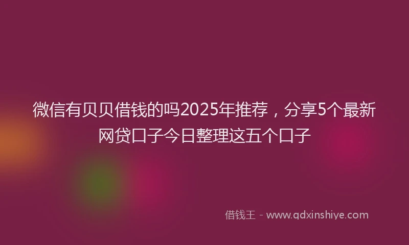 微信有贝贝借钱的吗2025年推荐，分享5个最新网贷口子今日整理这五个口子
