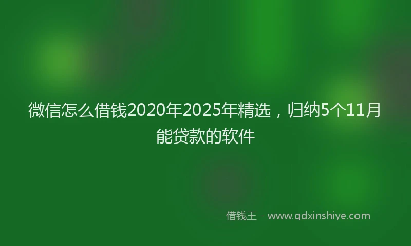 微信怎么借钱2020年2025年精选，归纳5个11月能贷款的软件
