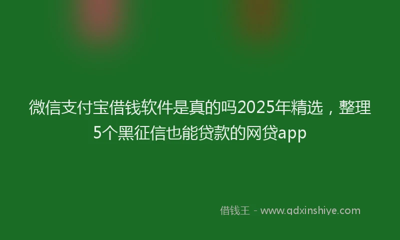 微信支付宝借钱软件是真的吗2025年精选，整理5个黑征信也能贷款的网贷app