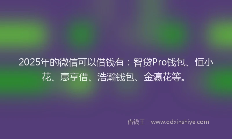 2025年的微信可以借钱有：智贷Pro钱包、恒小花、惠享借、浩瀚钱包、金瀛花等。