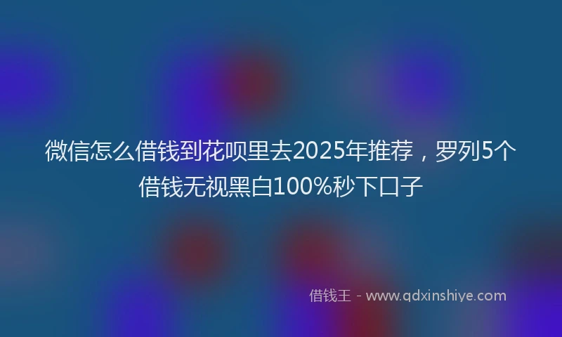 微信怎么借钱到花呗里去2025年推荐，罗列5个借钱无视黑白100%秒下口子