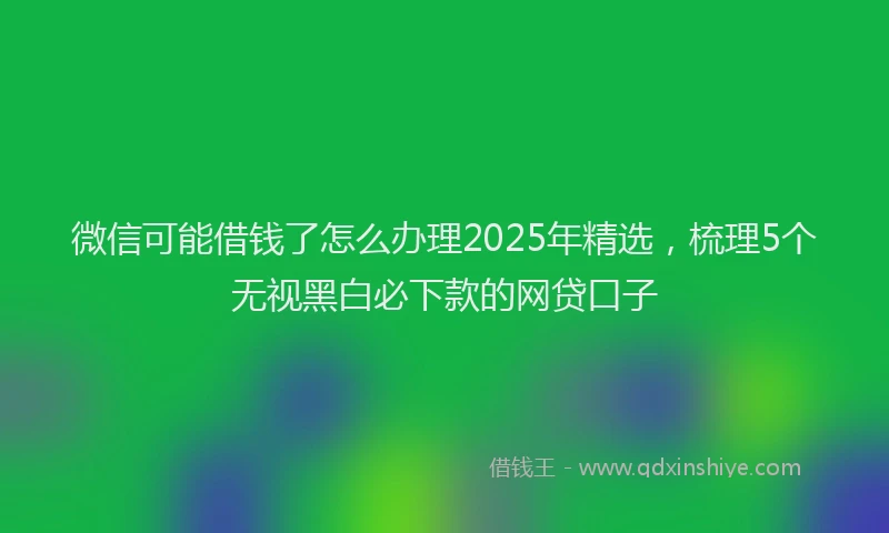 微信可能借钱了怎么办理2025年精选，梳理5个无视黑白必下款的网贷口子