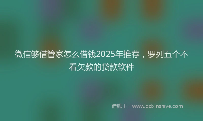 微信够借管家怎么借钱2025年推荐，罗列五个不看欠款的贷款软件