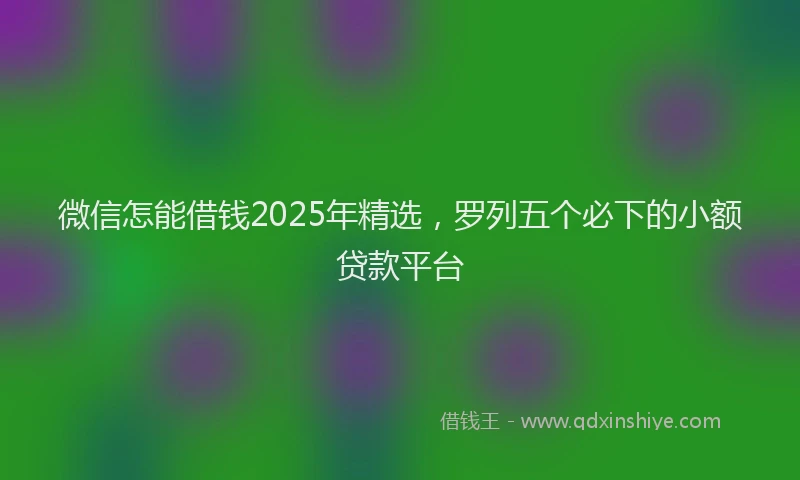 微信怎能借钱2025年精选，罗列五个必下的小额贷款平台