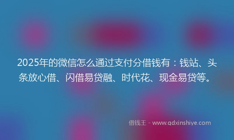 2025年的微信怎么通过支付分借钱有：钱站、头条放心借、闪借易贷融、时代花、现金易贷等。