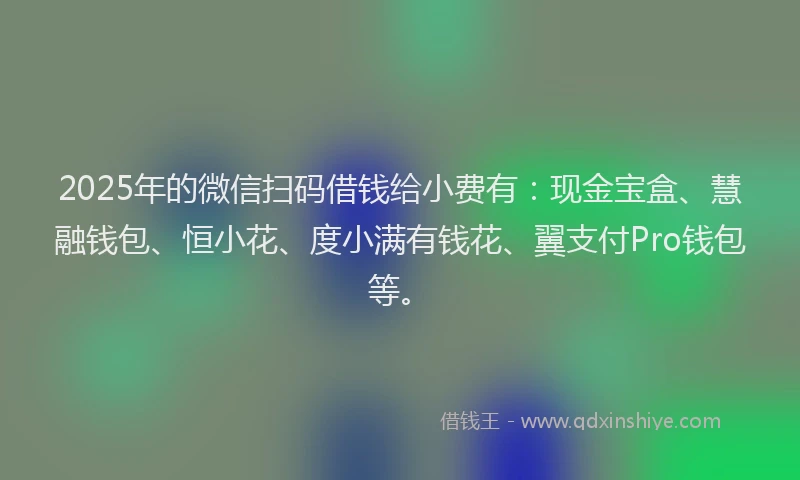 2025年的微信扫码借钱给小费有：现金宝盒、慧融钱包、恒小花、度小满有钱花、翼支付Pro钱包等。
