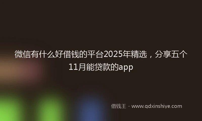 微信有什么好借钱的平台2025年精选，分享五个11月能贷款的app