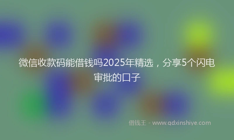 微信收款码能借钱吗2025年精选，分享5个闪电审批的口子