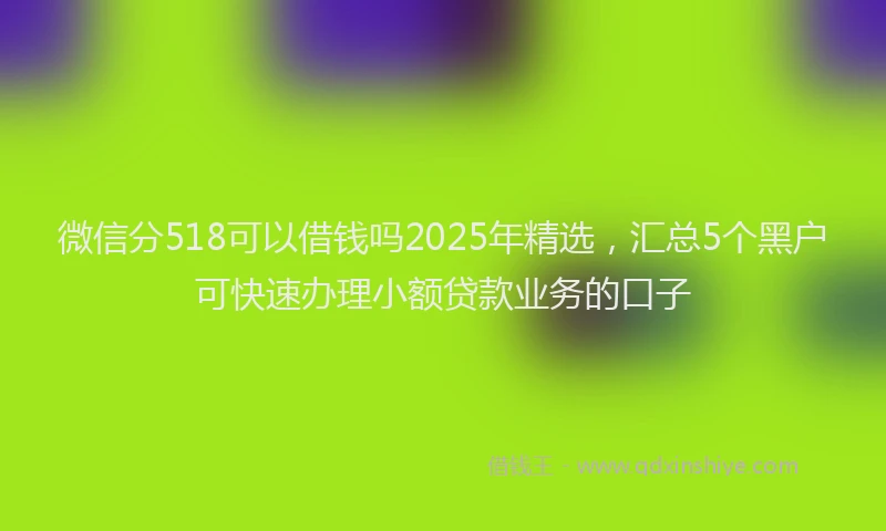 微信分518可以借钱吗2025年精选，汇总5个黑户可快速办理小额贷款业务的口子