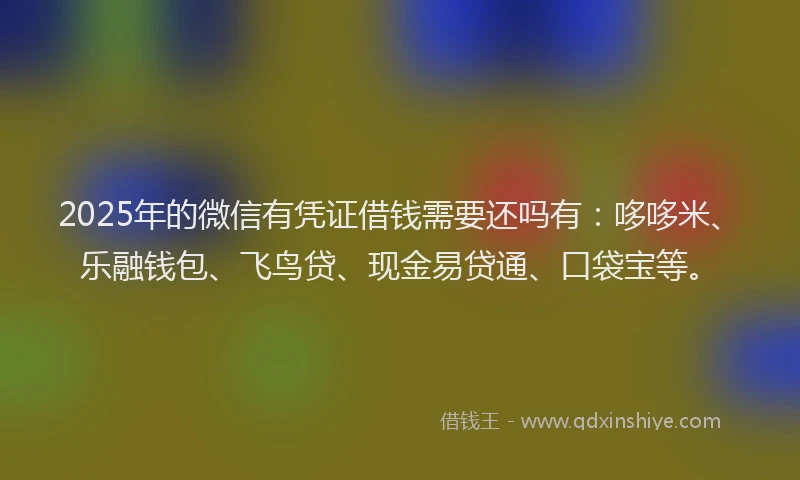 2025年的微信有凭证借钱需要还吗有：哆哆米、乐融钱包、飞鸟贷、现金易贷通、口袋宝等。