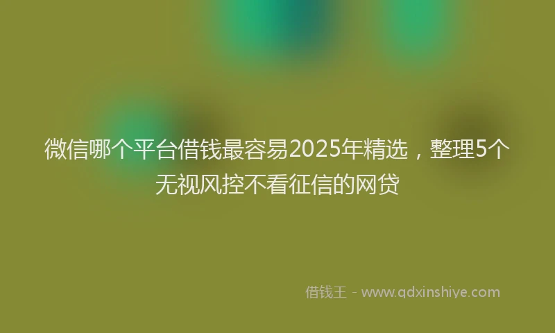微信哪个平台借钱最容易2025年精选，整理5个无视风控不看征信的网贷
