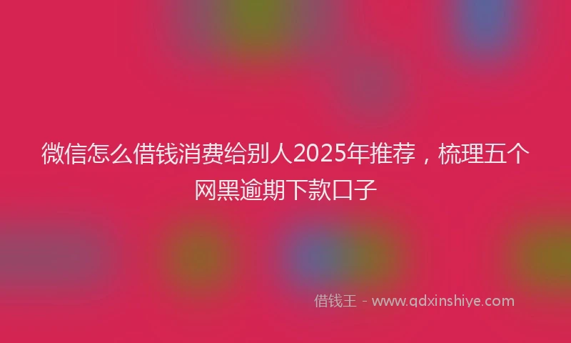 微信怎么借钱消费给别人2025年推荐，梳理五个网黑逾期下款口子