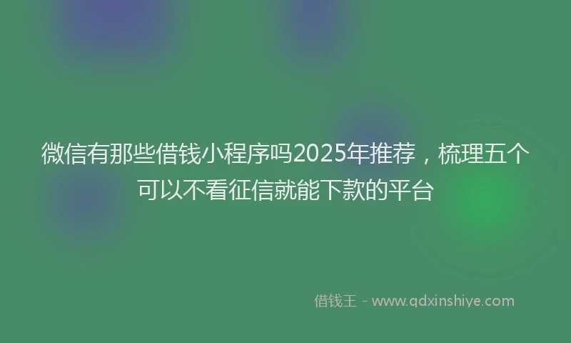 微信有那些借钱小程序吗2025年推荐，梳理五个可以不看征信就能下款的平台