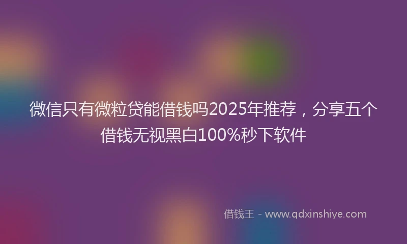 微信只有微粒贷能借钱吗2025年推荐，分享五个借钱无视黑白100%秒下软件