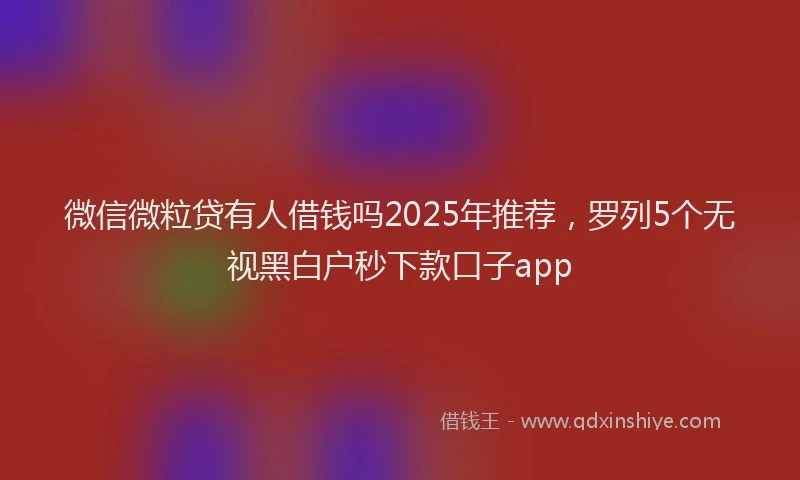 微信微粒贷有人借钱吗2025年推荐，罗列5个无视黑白户秒下款口子app