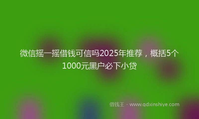 微信摇一摇借钱可信吗2025年推荐，概括5个1000元黑户必下小贷