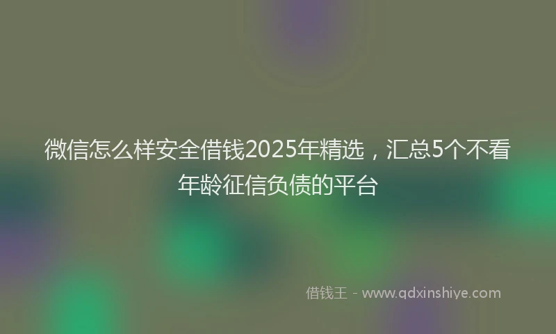 微信怎么样安全借钱2025年精选，汇总5个不看年龄征信负债的平台