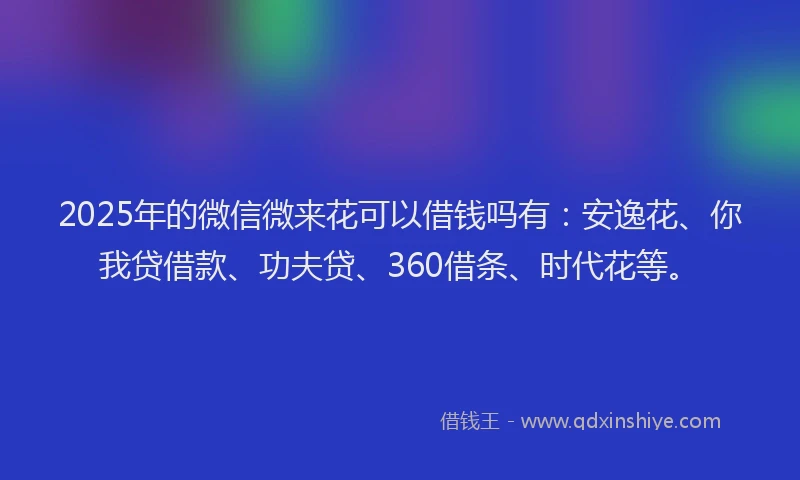 2025年的微信微来花可以借钱吗有：安逸花、你我贷借款、功夫贷、360借条、时代花等。