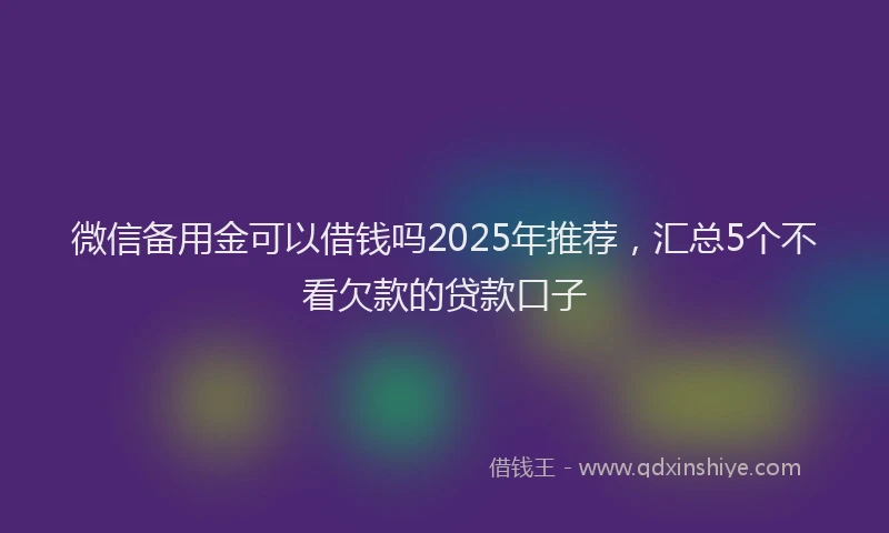 微信备用金可以借钱吗2025年推荐，汇总5个不看欠款的贷款口子